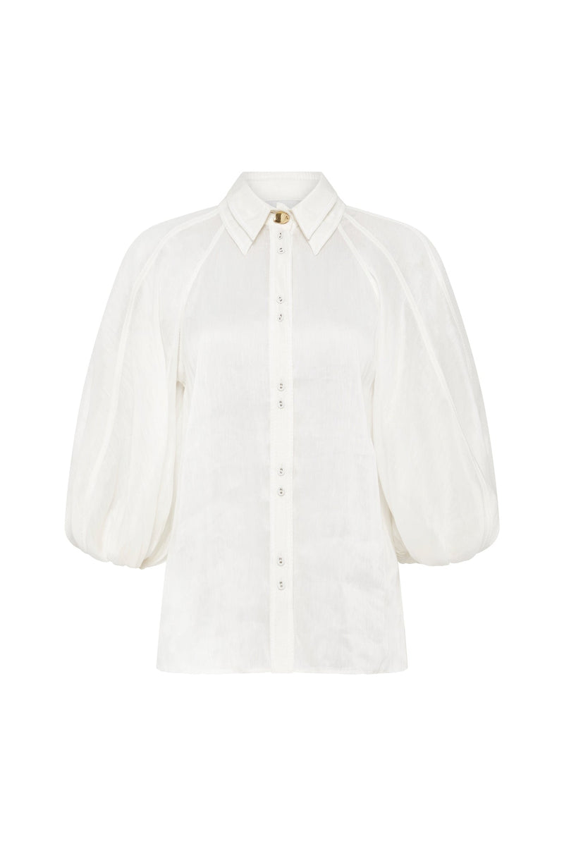 White dress shirt with best sale puffy sleeves