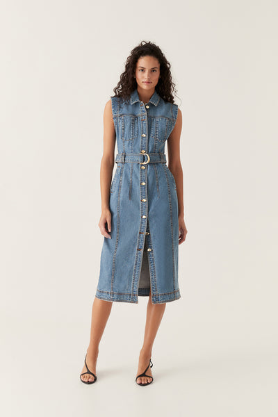 Denim midi hotsell shirt dress uk