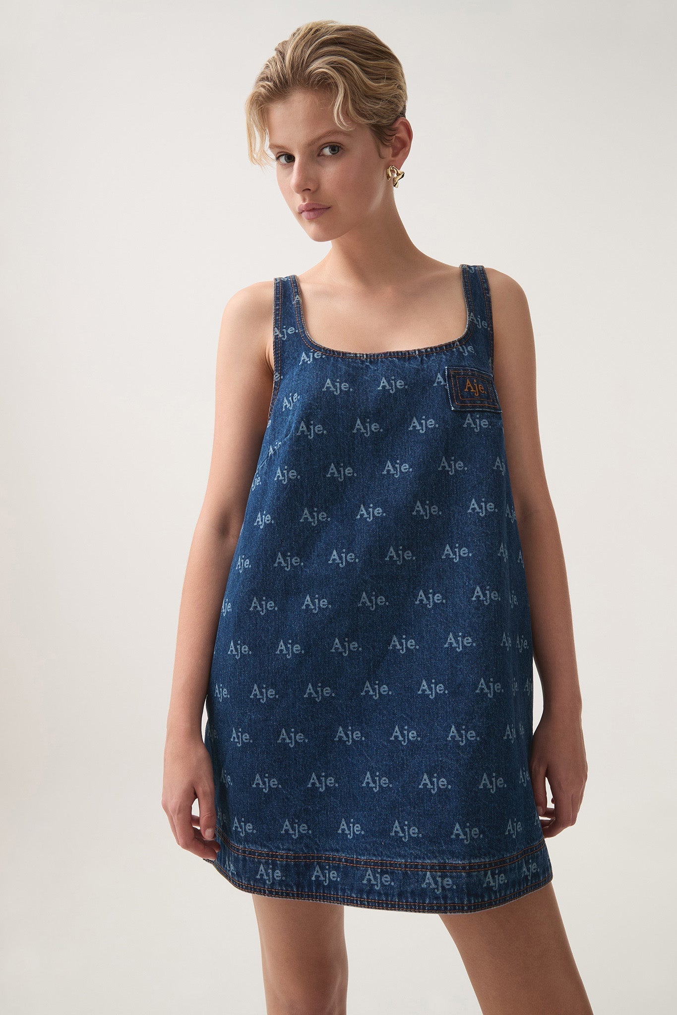 Ratio Logo Denim Mini Dress