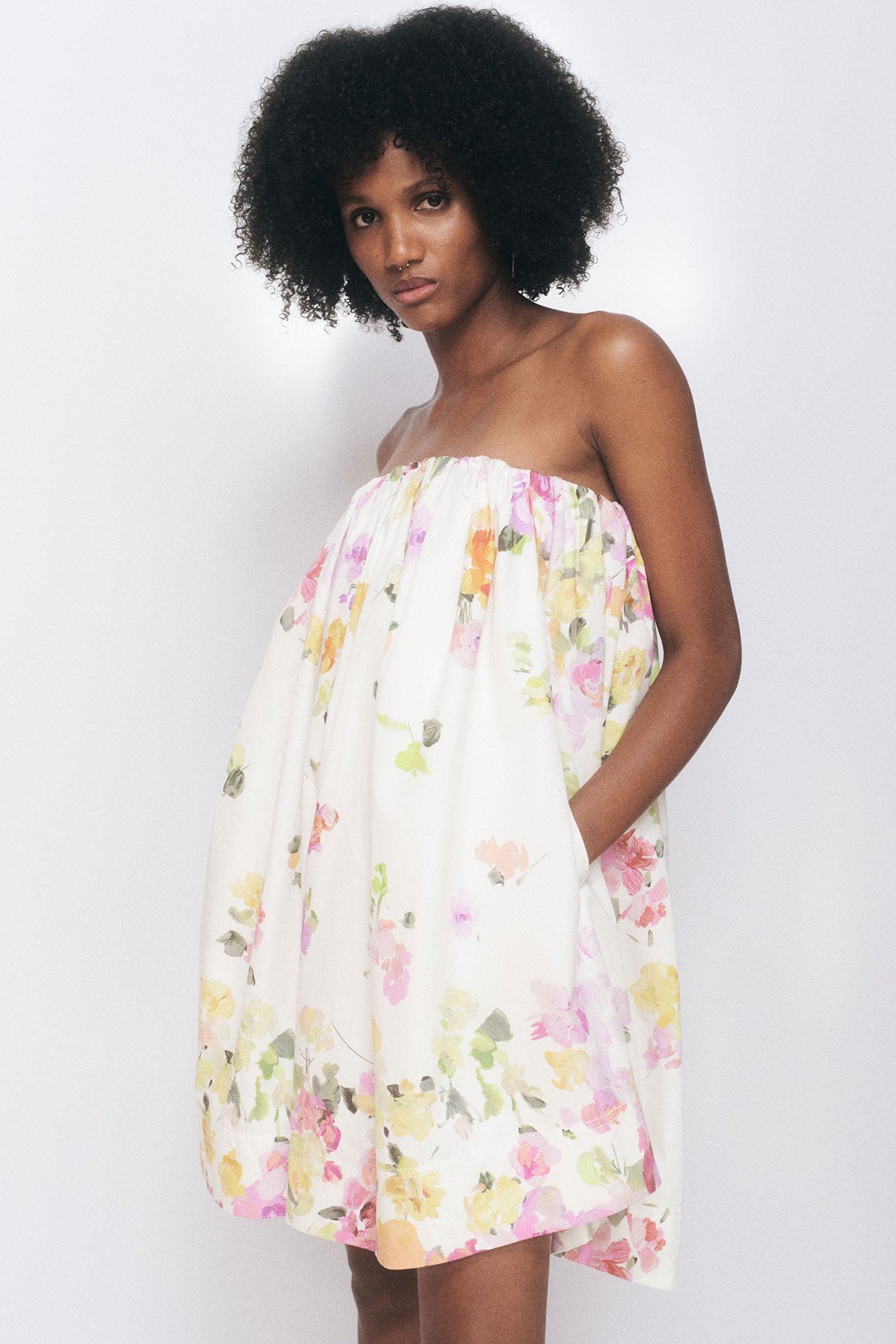 Ayla Strapless Mini Dress Scattered Floral Aje Aje ROW