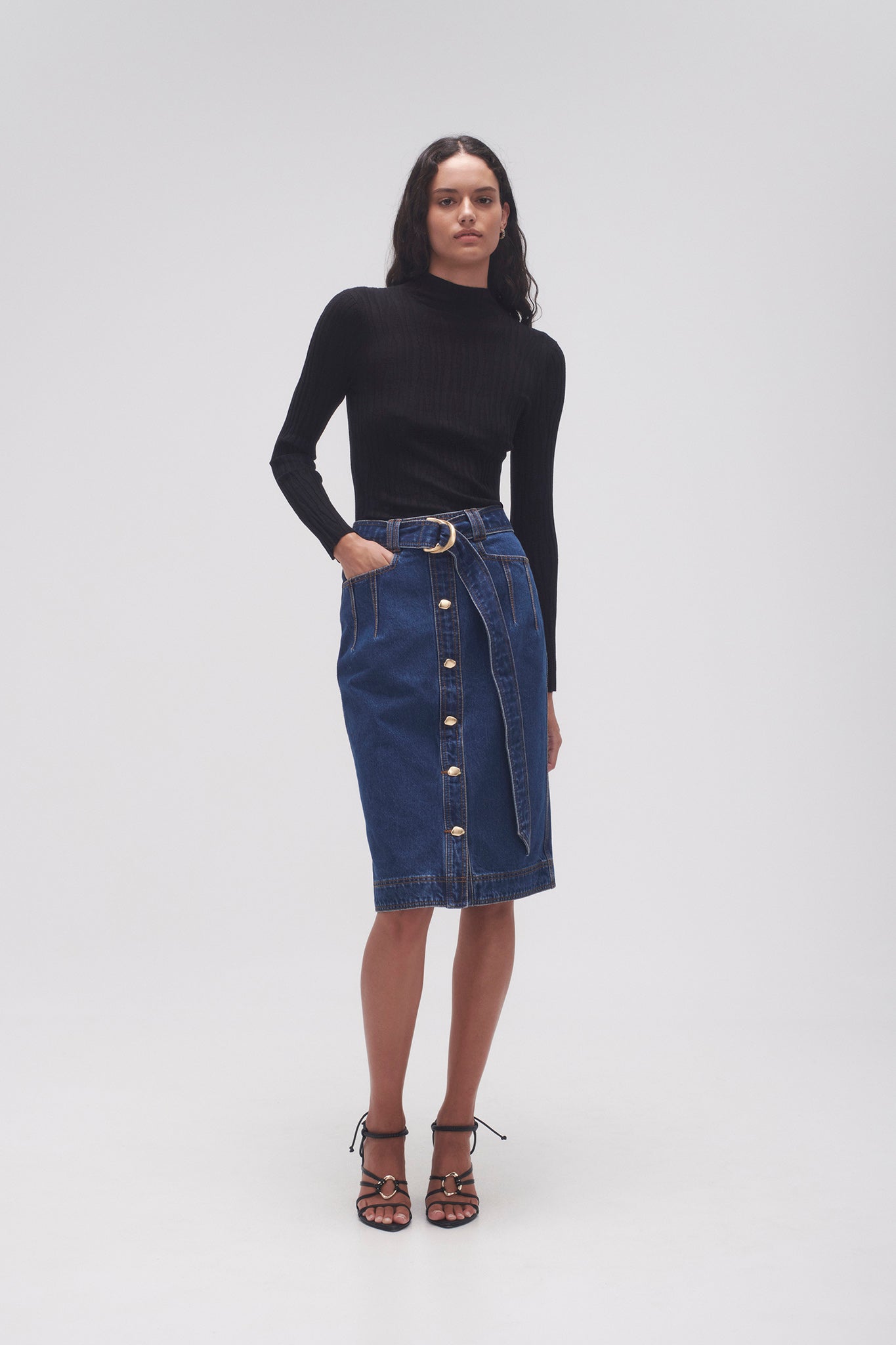 Denim midi outlet pencil skirt uk