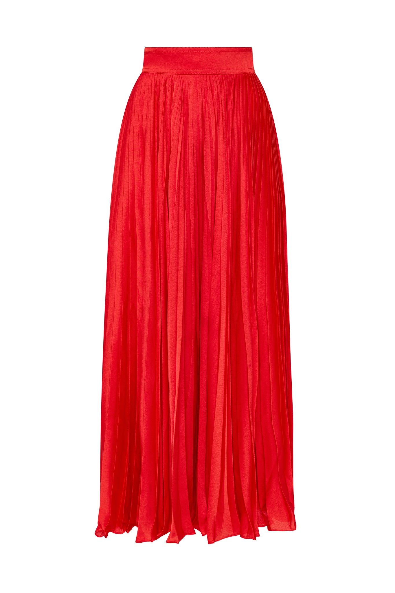 Wondrous Pleated Satin Skirt SCARLET RED 4