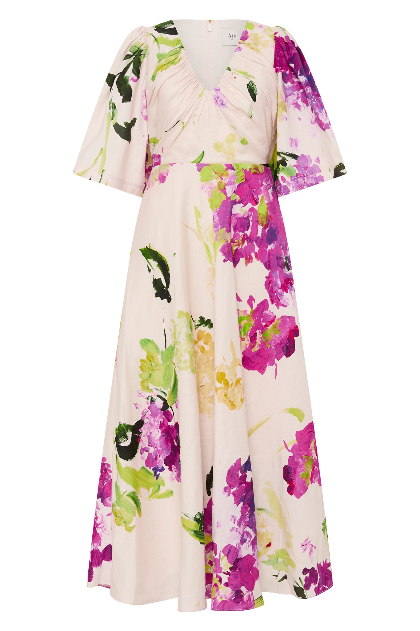 Gilda Bell Sleeve Midi Dress WILD HYDRANGEA 4