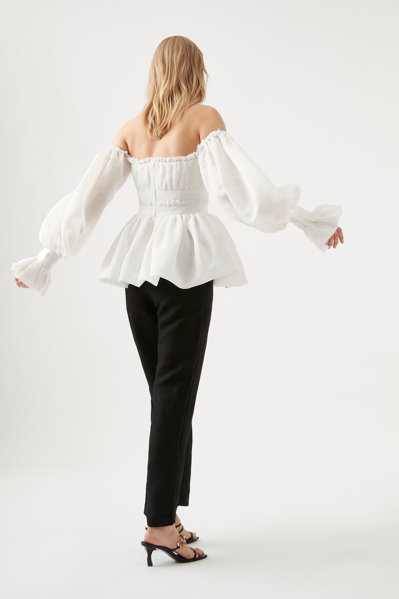 Off the shoulder discount white ruffle top