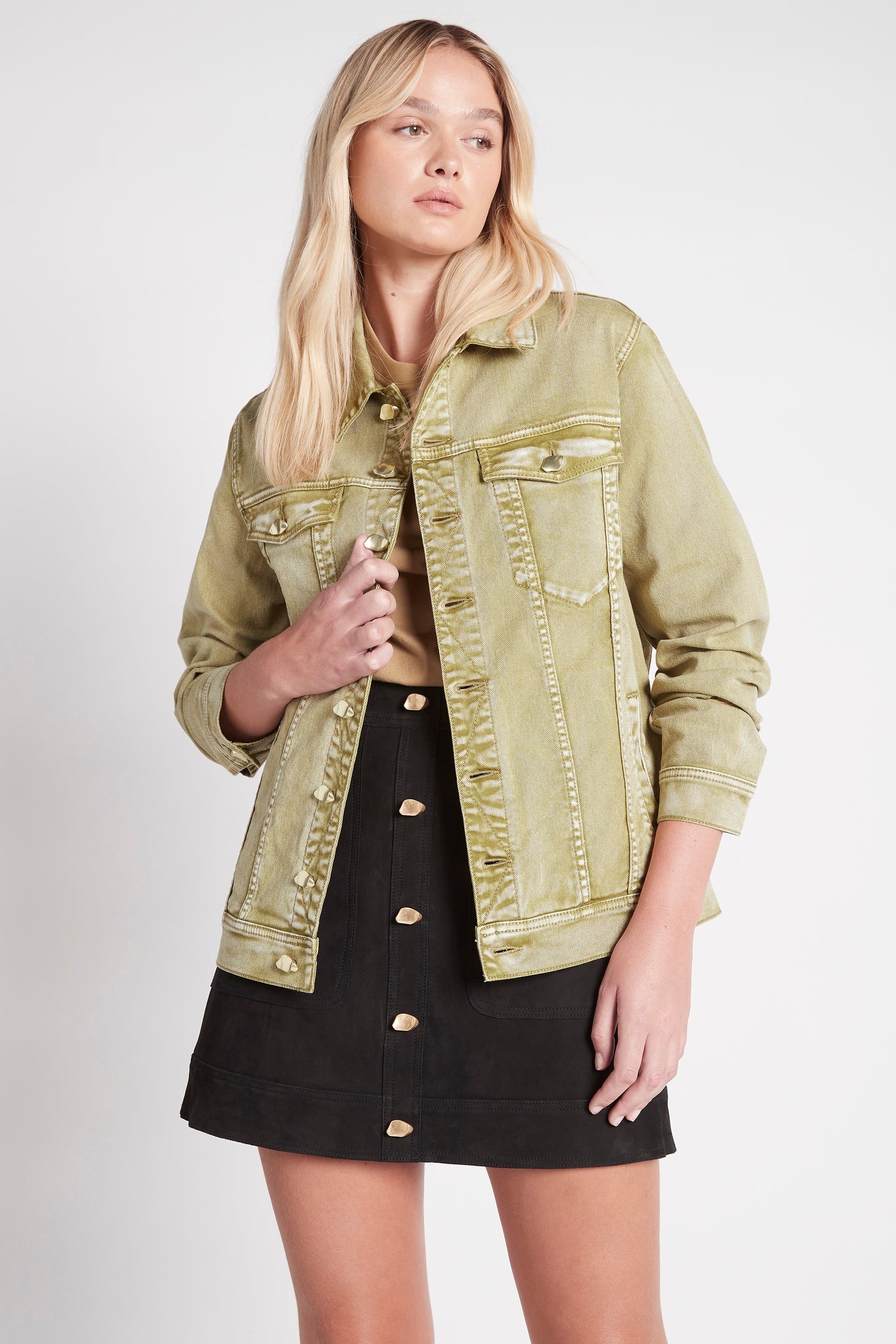 Bellora Denim Oversized Jacket Olive Green Aje Aje World